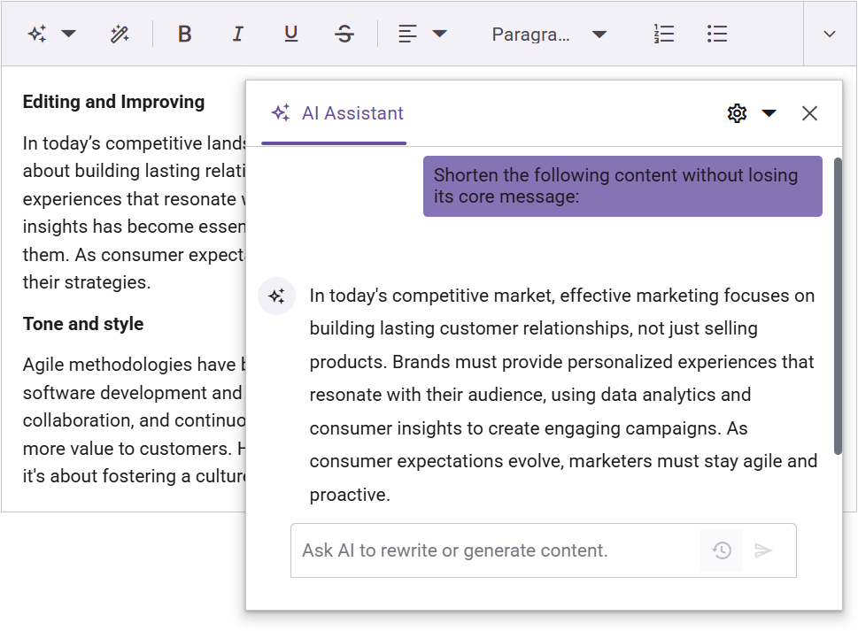 JavaScript Rich Text Editor AI assistant