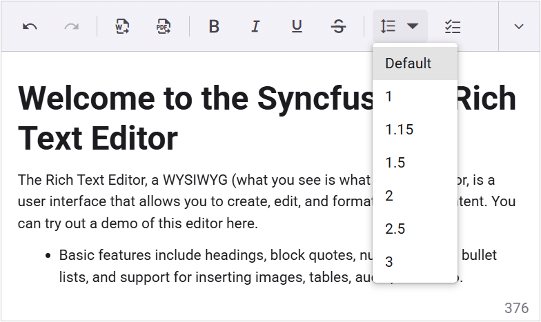 JavaScript Rich Text Editor line height