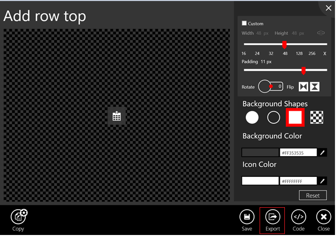 Exports the images in desired format