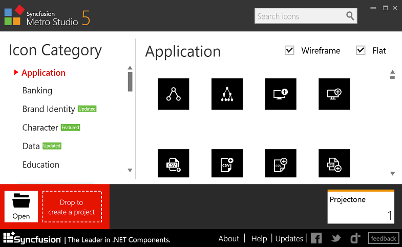 Metro studio with various icons