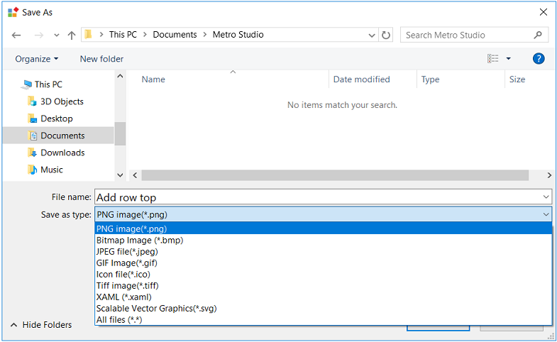 Save the images in desired format